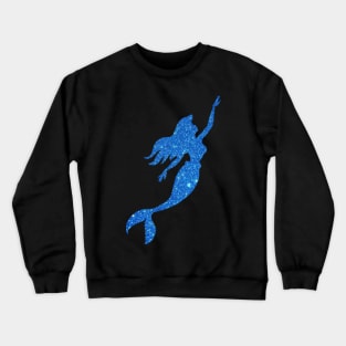 Royal Blue Faux Glitter Mermaid Silhouette Crewneck Sweatshirt